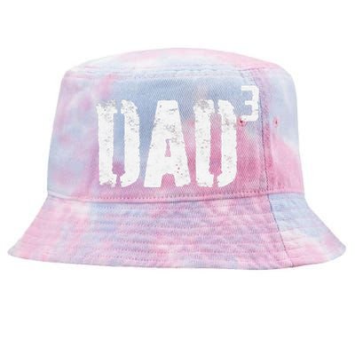 Dad Cubed Dad Of Three Fathers Day Tie-Dyed Bucket Hat