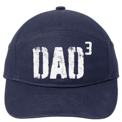 Dad Cubed Dad Of Three Fathers Day 7-Panel Snapback Hat