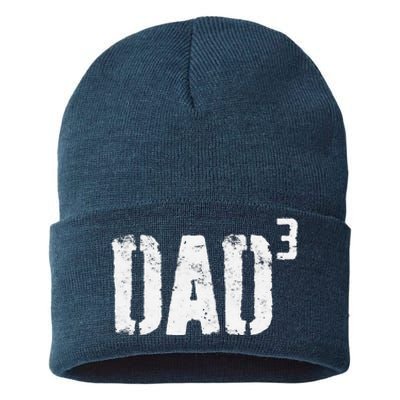 Dad Cubed Dad Of Three Fathers Day Sustainable Knit Beanie