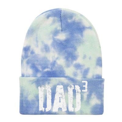 Dad Cubed Dad Of Three Fathers Day Tie Dye 12in Knit Beanie