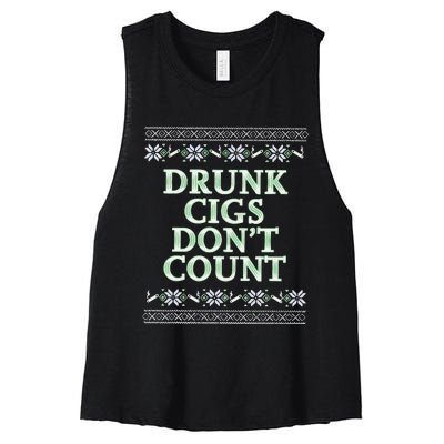 Drunk Cigs Don’T Count Tacky Women's Racerback Cropped Tank