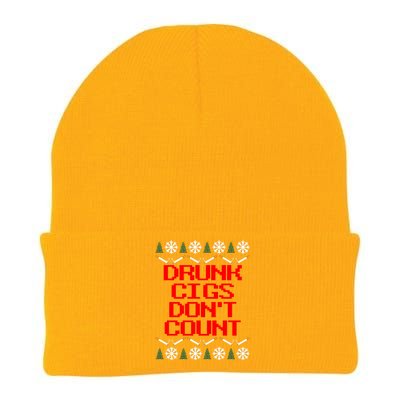 Drunk Cigs DonT Count Ugly Christmas Outfit Funny Knit Cap Winter Beanie