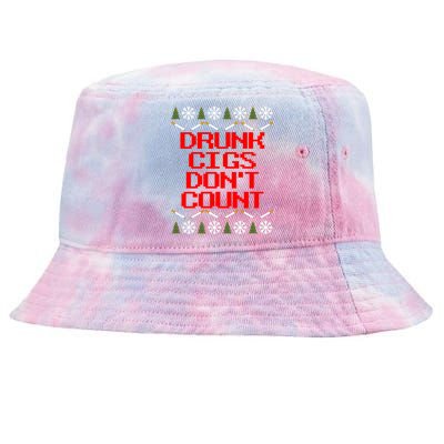 Drunk Cigs DonT Count Ugly Christmas Outfit Funny Tie-Dyed Bucket Hat