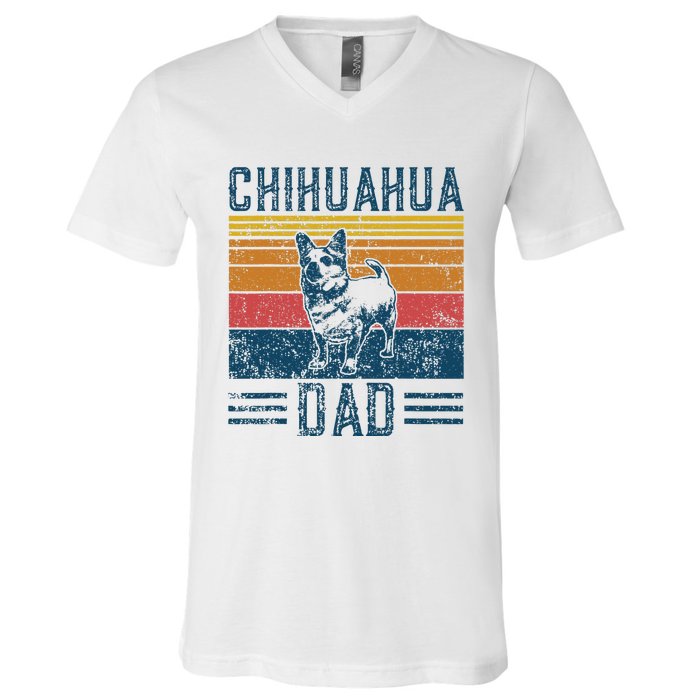 Dog Chihuahua Dad Vintage Chihuahua Dad V-Neck T-Shirt