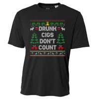 Drunk Cigs Dont Count Ugly Christmas Sweater Cooling Performance Crew T-Shirt