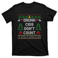 Drunk Cigs Dont Count Ugly Christmas Sweater T-Shirt