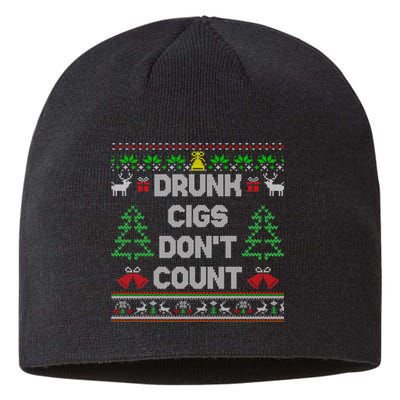 Drunk Cigs Dont Count Ugly Christmas Sweater Sustainable Beanie