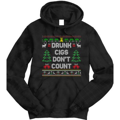 Drunk Cigs Dont Count Ugly Christmas Sweater Tie Dye Hoodie