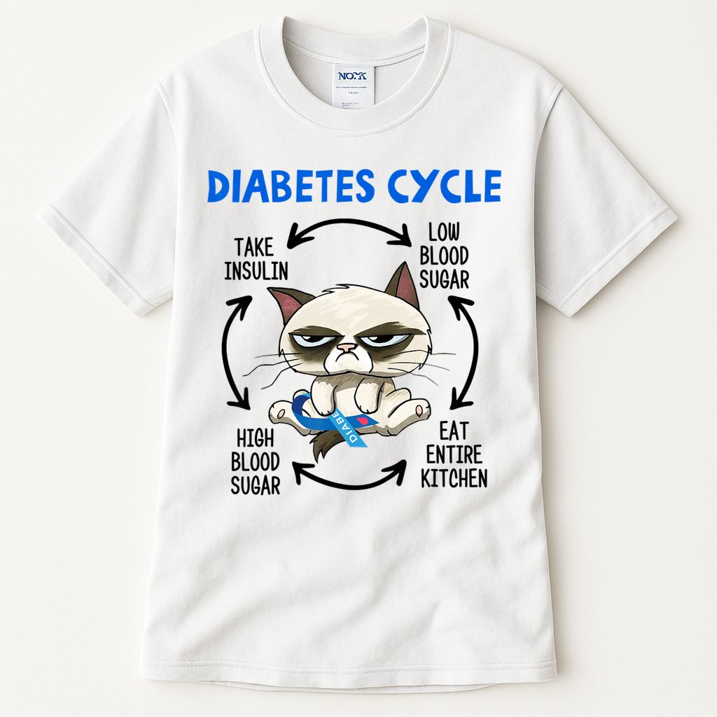 Diabetes Cycle Diabetes Awareness Cat Lover Tall T-Shirt