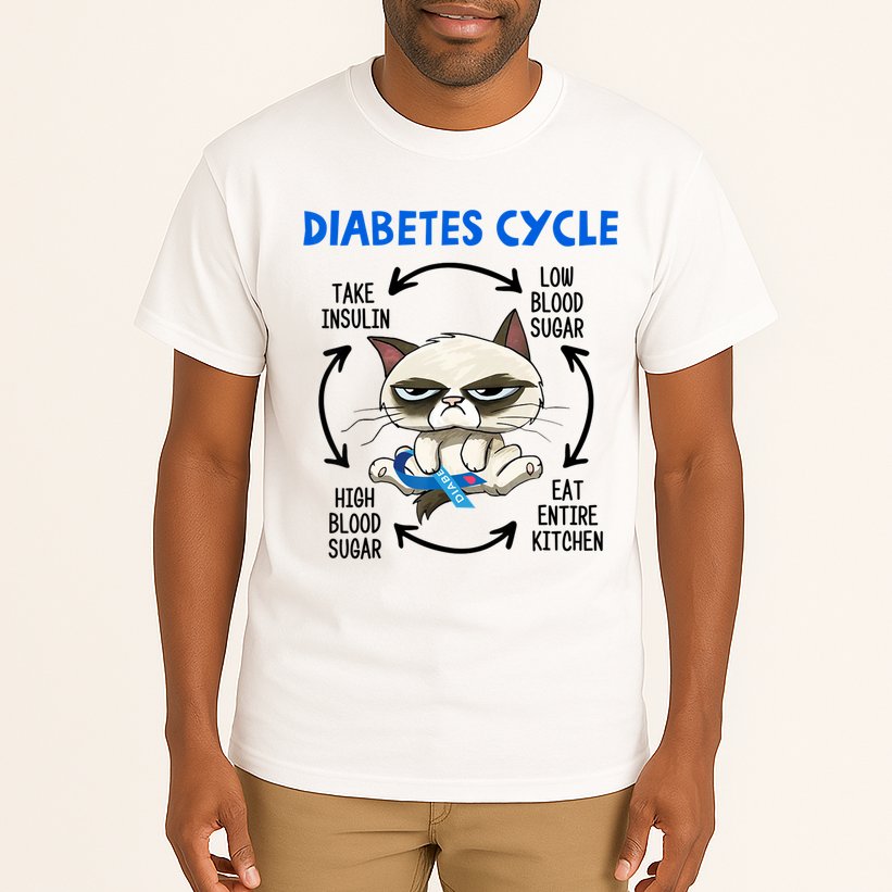 Diabetes Cycle Diabetes Awareness Cat Lover Tall T-Shirt