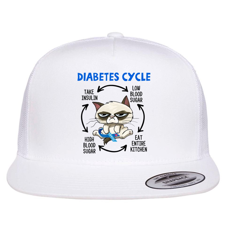 Diabetes Cycle Diabetes Awareness Cat Lover Flat Bill Trucker Hat