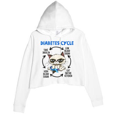 Diabetes Cycle Diabetes Awareness Cat Lover Crop Fleece Hoodie