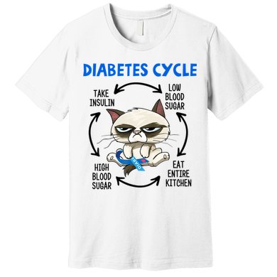 Diabetes Cycle Diabetes Awareness Cat Lover Premium T-Shirt