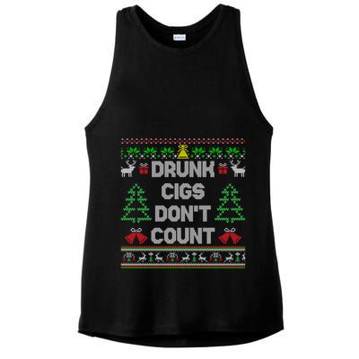 Drunk Cigs DonT Count Ugly Christmas Gift Ladies PosiCharge Tri-Blend Wicking Tank
