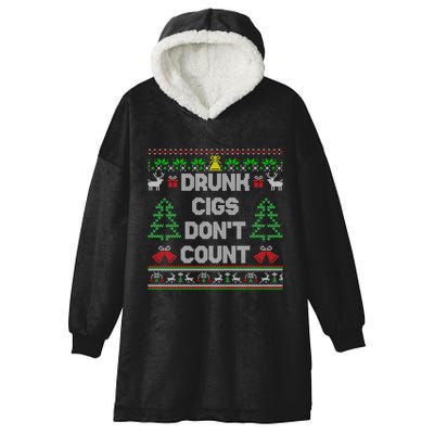 Drunk Cigs DonT Count Ugly Christmas Gift Hooded Wearable Blanket