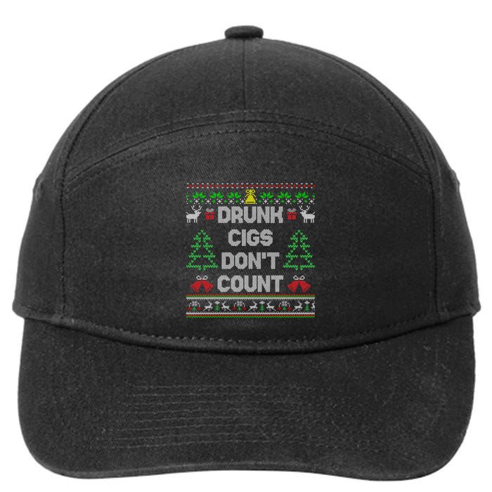 Drunk Cigs DonT Count Ugly Christmas Gift 7-Panel Snapback Hat