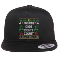 Drunk Cigs DonT Count Ugly Christmas Gift Flat Bill Trucker Hat