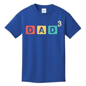 Dad Cubed Dad Of Three Father’S Day Funny Gift Kids T-Shirt