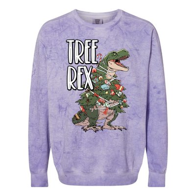 Dinosaur Christmas Dino Lover Santa Claus Xmas Paleontology Gift Colorblast Crewneck Sweatshirt