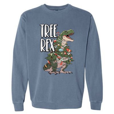 Dinosaur Christmas Dino Lover Santa Claus Xmas Paleontology Gift Garment-Dyed Sweatshirt