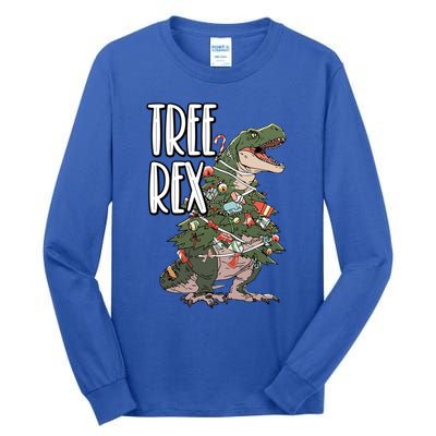 Dinosaur Christmas Dino Lover Santa Claus Xmas Paleontology Gift Tall Long Sleeve T-Shirt