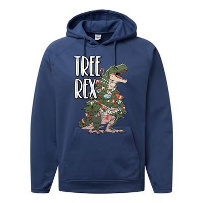 Dinosaur Christmas Dino Lover Santa Claus Xmas Paleontology Gift Performance Fleece Hoodie