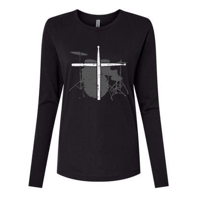 Drums Cross Drumstick Music Jesus Christian Band Womens Cotton Relaxed Long Sleeve T-Shirt