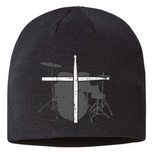 Drums Cross Drumstick Music Jesus Christian Band Sustainable Beanie