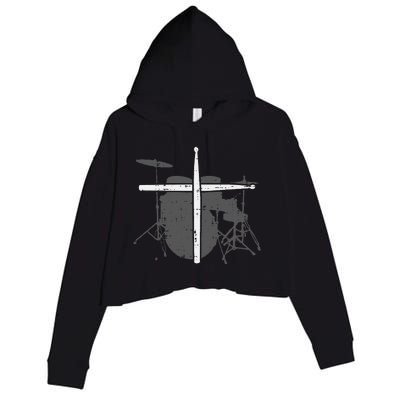 Drums Cross Drumstick Music Jesus Christian Band Crop Fleece Hoodie