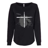 Drums Cross Drumstick Music Jesus Christian Band Womens California Wash Sweatshirt