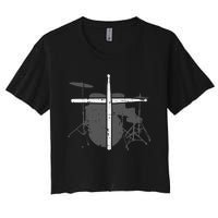 Drums Cross Drumstick Music Jesus Christian Band Women's Crop Top Tee