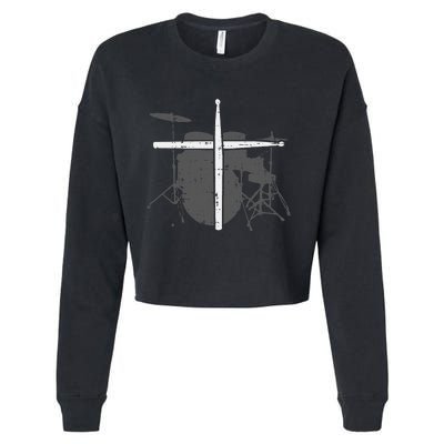 Drums Cross Drumstick Music Jesus Christian Band Cropped Pullover Crew