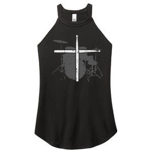 Drums Cross Drumstick Music Jesus Christian Band Women's Perfect Tri Rocker Tank