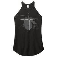 Drums Cross Drumstick Music Jesus Christian Band Women's Perfect Tri Rocker Tank