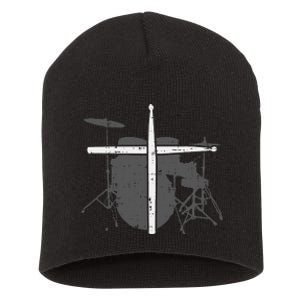 Drums Cross Drumstick Music Jesus Christian Band Short Acrylic Beanie