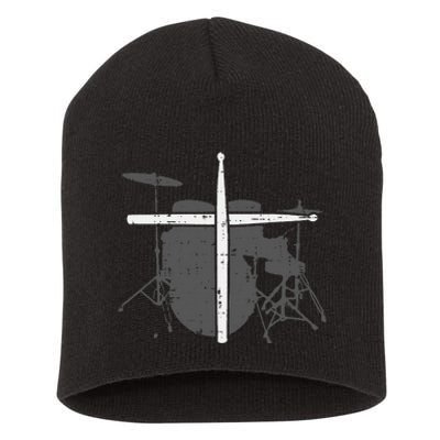 Drums Cross Drumstick Music Jesus Christian Band Short Acrylic Beanie