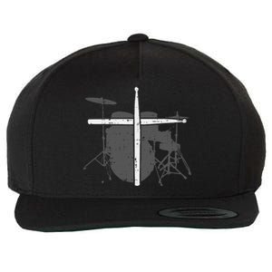 Drums Cross Drumstick Music Jesus Christian Band Wool Snapback Cap