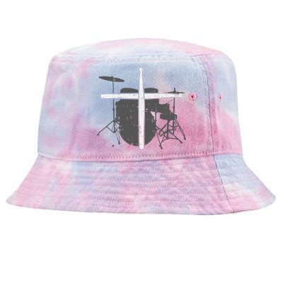 Drums Cross Drumstick Music Jesus Christian Band Tie-Dyed Bucket Hat