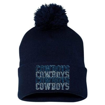 Dallas Cowboy Pom Pom 12in Knit Beanie