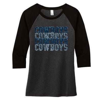 Dallas Cowboy Women's Tri-Blend 3/4-Sleeve Raglan Shirt