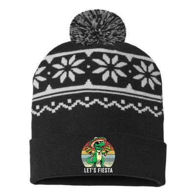 Dinosaur Cinco De Mayo LetS Fiesta USA-Made Snowflake Beanie