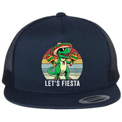 Dinosaur Cinco De Mayo LetS Fiesta Flat Bill Trucker Hat