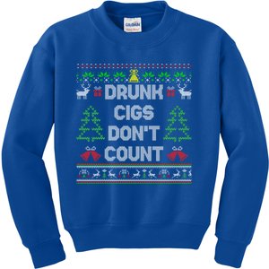 Drunk Cigs DonT Count Ugly Christmas Gift Kids Sweatshirt