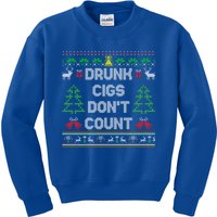 Drunk Cigs DonT Count Ugly Christmas Gift Kids Sweatshirt