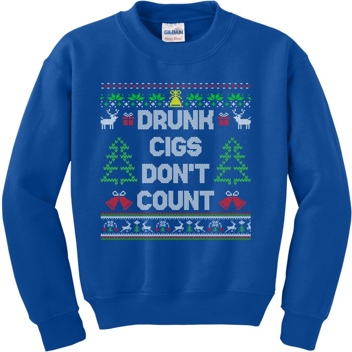 Drunk Cigs DonT Count Ugly Christmas Gift Kids Sweatshirt