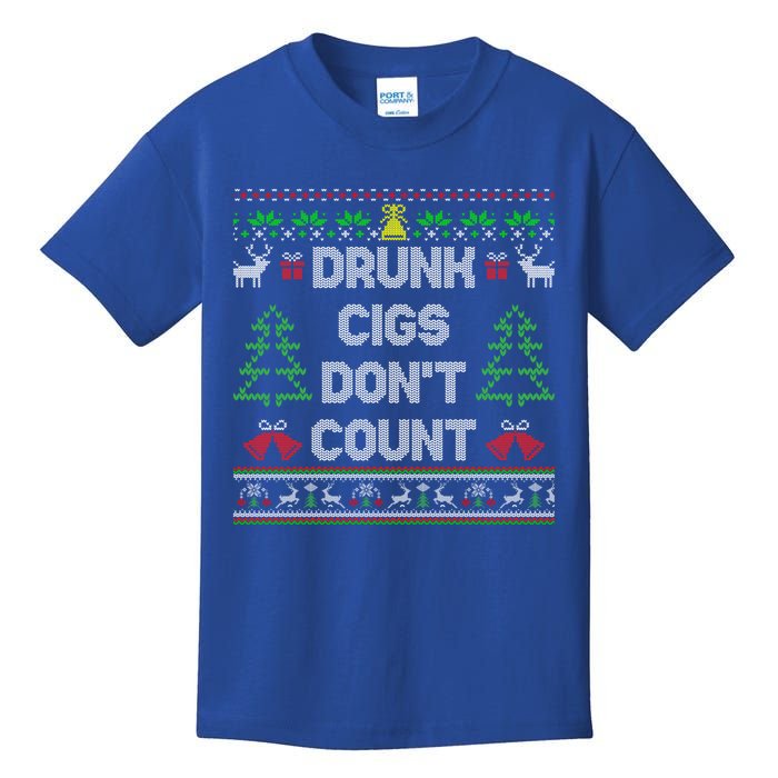 Drunk Cigs DonT Count Ugly Christmas Gift Kids T-Shirt