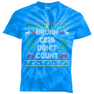 Drunk Cigs DonT Count Ugly Christmas Gift Kids Tie-Dye T-Shirt