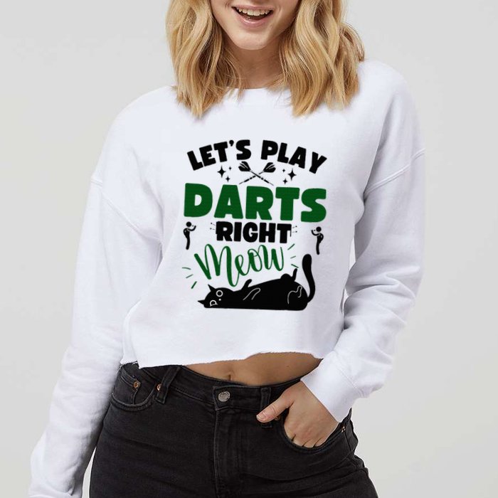 Darts & Cats  Dartboard Funny Dart Player Team Darts Player  Cropped Pullover Crew