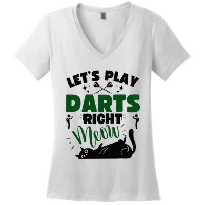 Darts & Cats  Dartboard Funny Dart Player Team Darts Player  Women's V-Neck T-Shirt