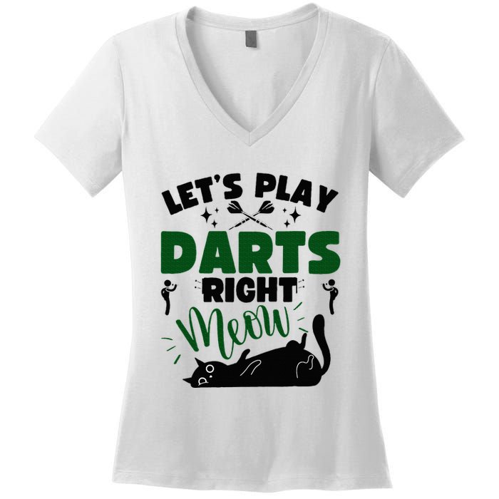 Darts & Cats  Dartboard Funny Dart Player Team Darts Player  Women's V-Neck T-Shirt